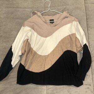 Striped Hoodie in Black, White, and Tan